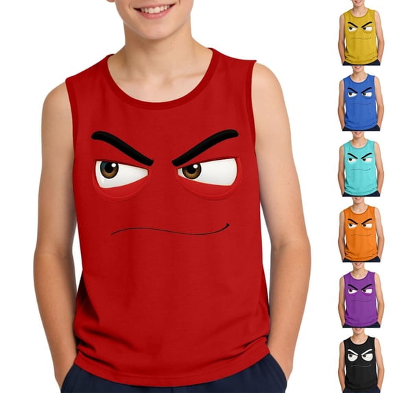 Bxsruta Toddler Kids Boys Sleeveless Camisole Soft Breathable Cotton Blend Casual Tank Top for Daily Wear