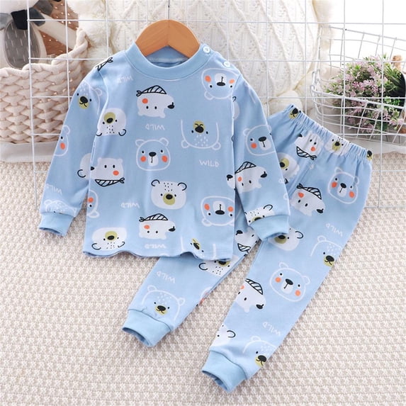 Bxsruta Toddler Kids Thermal Underwear Set Long Sleeve Shirt and Pants Pyjamas Sleepwear
