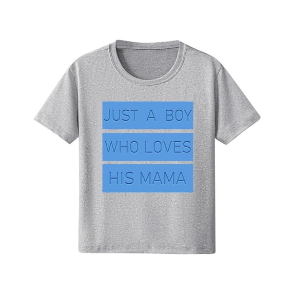 Bxsruta Toddler Shirts, Children's Mother's Day Printed Round Neck Short Sleeved Loose Casual T-shirt for Outerwear Short Sleeved Round Neck Top/shirt, Gray 2 Years