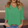thumbnail image 1 of Bxsruta Top for Women, Women's V-Neck Blouses Long Sleeve Top​ Summer Casual Vacation Top, 1 of 7