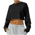 thumbnail image 1 of Bxsruta Tops for Women, Long Sleeve Solid Color Blouses Women's Stretchy Round-Neck Active Top, 1 of 7