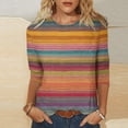 thumbnail image 1 of Bxsruta Tops for Women, Printed Round Neck 3/4 Sleeve T-Shirt Lightweight Knit Pullover Top, 1 of 6