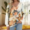 thumbnail image 1 of Bxsruta Tops for Women, Women's Blouses Printed V-Neck Drop Shoulder Long Sleeve Tunic Stretch Polyester Blend Comfort Relaxed Tops, 1 of 6
