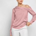 thumbnail image 1 of Bxsruta Tops for Women, Women's Collar Long Sleeve Blouse, Flowy Satin Top, 1 of 8