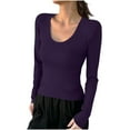 thumbnail image 1 of Bxsruta Tops for Women, Women's Essential Round Neck Casual T-Shirt, Soft Long Sleeve Blouses, 1 of 5
