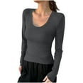 thumbnail image 1 of Bxsruta Tops for Women, Women's Essential Round Neck Casual T-Shirt, Soft Long Sleeve Blouses, 1 of 5