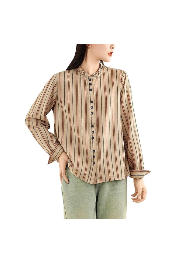 Tops for Women, Women's Relaxed Breton Stripe Pullover, Dropped Shoulder Long Sleeve Knit Top