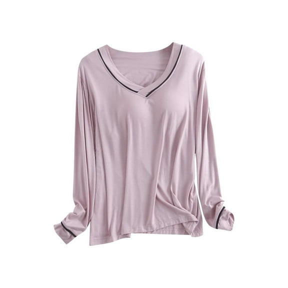 Bxsruta Tops for Women, Women's Soft Support Pullover Top, Comfortable V-Neck Long Sleeve Casual Blouse