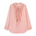 thumbnail image 1 of Bxsruta Tops for Women, Women's V-Neck Lace Up Blouse with Patchwork Design, Slim Fit Long Sleeve Casual Shirt Top, 1 of 6