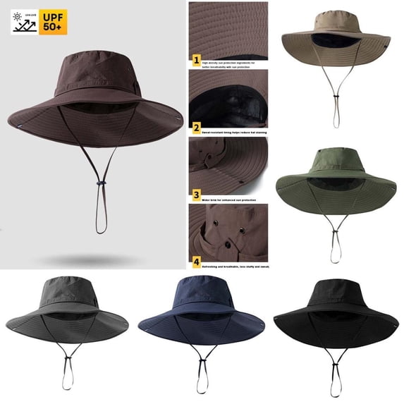 Bxsruta Unisex Adjustable Fisherman Hat Sun Protection Waterproof Windproof for Hiking Outdoor Camping
