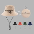 thumbnail image 1 of Bxsruta Unisex Fisherman Sun Hat, Wide Brim Nylon Packable Breathable with Drawstring, One Size, for Outdoor Beach Hiking Fishing, 1 of 4