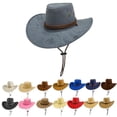 thumbnail image 1 of Bxsruta Unisex Suede Western Cowboy Hat with Drawstring Closure for Men Women Everyday Wear, 1 of 5