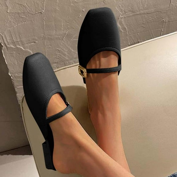 Bxsruta Versatile Roman Flat Mules, Pleated PU Upper Indoor/Outdoor Shoes for Business Casual Wear