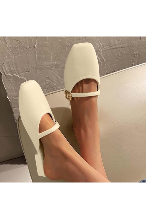 Versatile Roman Flat Mules, Pleated PU Upper Indoor/Outdoor Shoes for Business Casual Wear