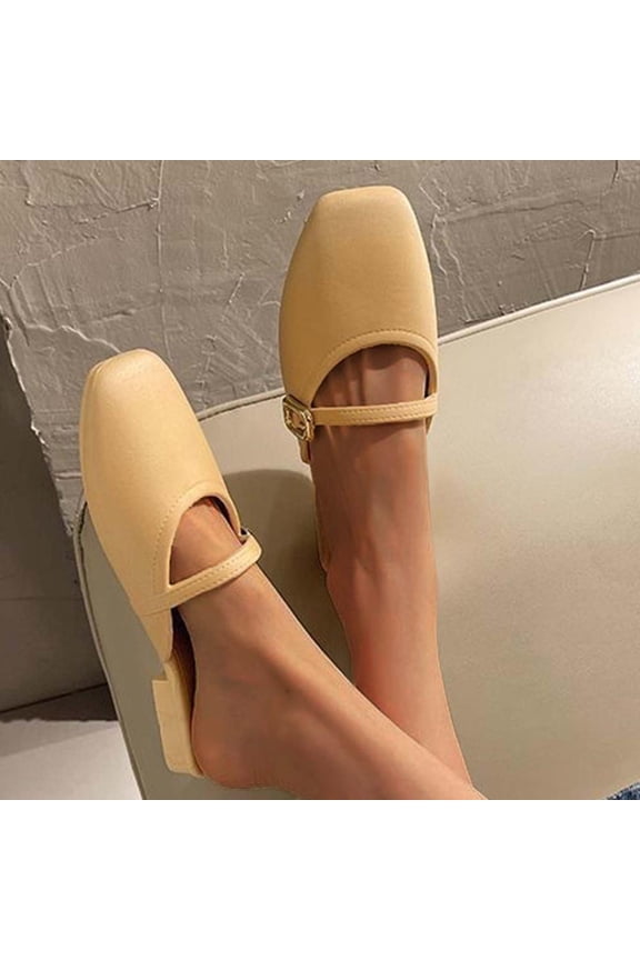Versatile Roman Flat Mules, Pleated PU Upper Indoor/Outdoor Shoes for Business Casual Wear
