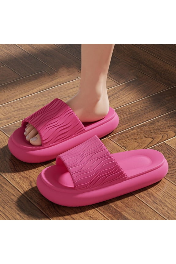 Wave-Textured Bath Slippers with Thick Cushioned Base, Non-Slip Indoor/Outdoor Footwear for Home & Pool Use