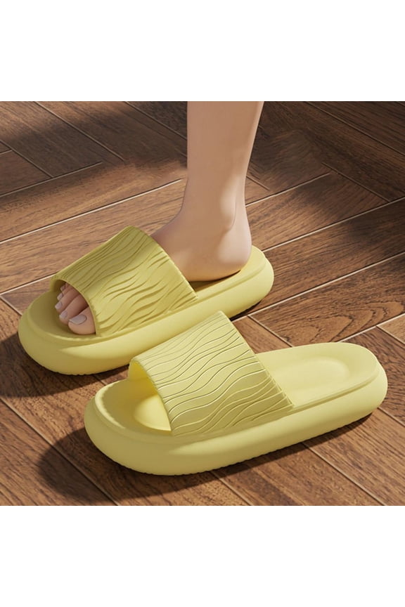 Wave-Textured Bath Slippers with Thick Cushioned Base, Non-Slip Indoor/Outdoor Footwear for Home & Pool Use
