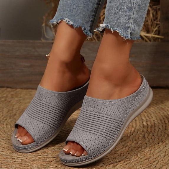 Bxsruta Wide-Strap Fish Mouth Slippers with Heel, Non-Slip Sole for Casual Summer Wear