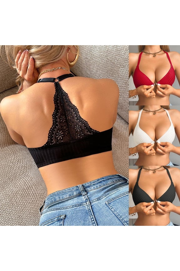 Wirefree Front Closure Racerback Bra for Women Seamless Push Up Comfort Wireless Full Coverage Everyday T Shirt Bra with Light Support No Underwire for Daily Wear