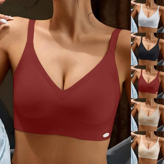 Bxsruta Wirefree Seamless T Shirt Bra for Women Everyday Comfort Support Pull on Bra
