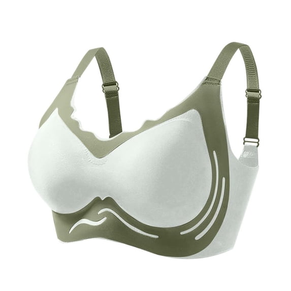 Bxsruta Wireless Bras for Women, Woman's Color Block Thin Style Ventilate Back Buckle Bra Without Steel Rim, Green