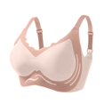 thumbnail image 1 of Bxsruta Wireless Bras for Women, Woman's Color Block Thin Style Ventilate Back Buckle Bra Without Steel Rim, Pink, 1 of 7