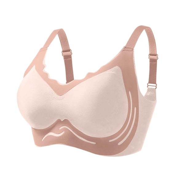 Bxsruta Wireless Bras for Women, Woman's Color Block Thin Style Ventilate Back Buckle Bra Without Steel Rim, Pink