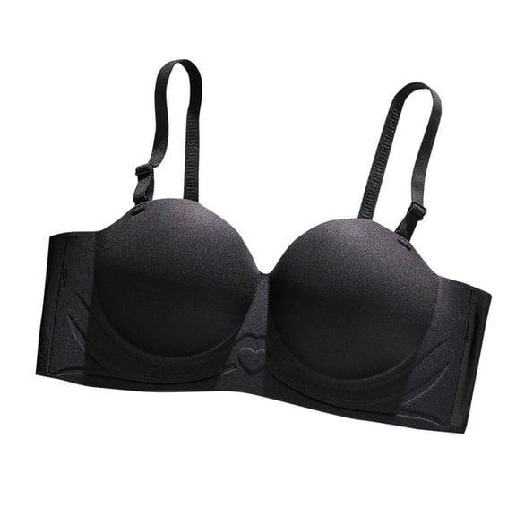 Bxsruta Wireless Bras for Women, Woman's Solid Color Thin Style Ventilate Back Buckle Bra Without Steel Rim, Black