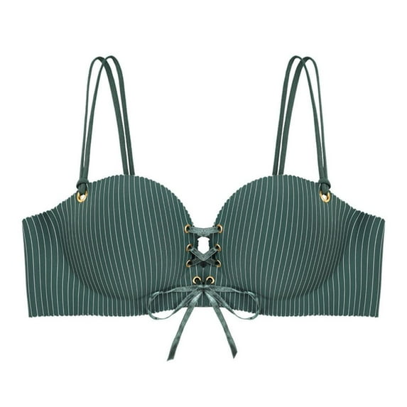 Bxsruta Wireless Bras for Women, Woman's Strap Decoration Back Buckle Thin Style Ventilate Bra Without Steel Rim, Green
