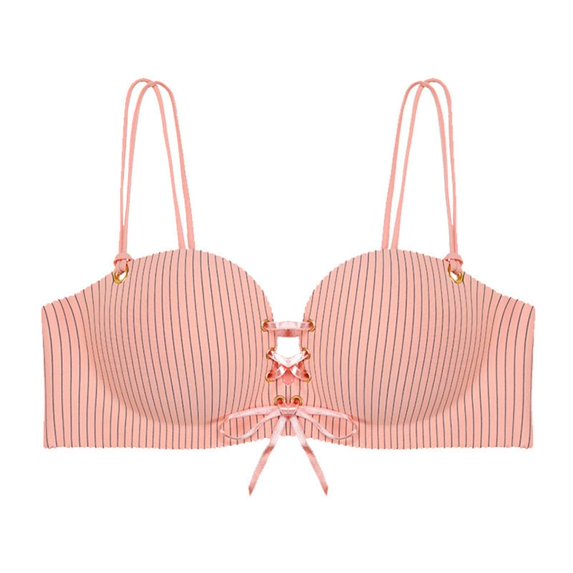Bxsruta Wireless Bras for Women, Woman's Strap Decoration Back Buckle Thin Style Ventilate Bra Without Steel Rim, Pink