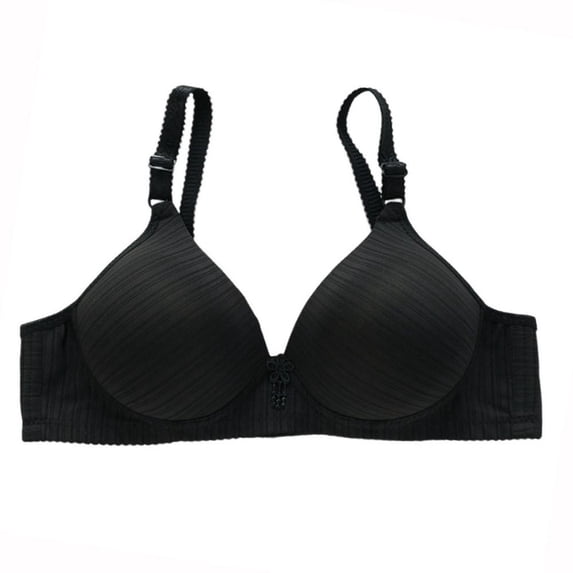 Bxsruta Wireless Bras for Women, Women's Daily Adjustable Underwear Gathered Thin Bra Without Steel Ring, Black