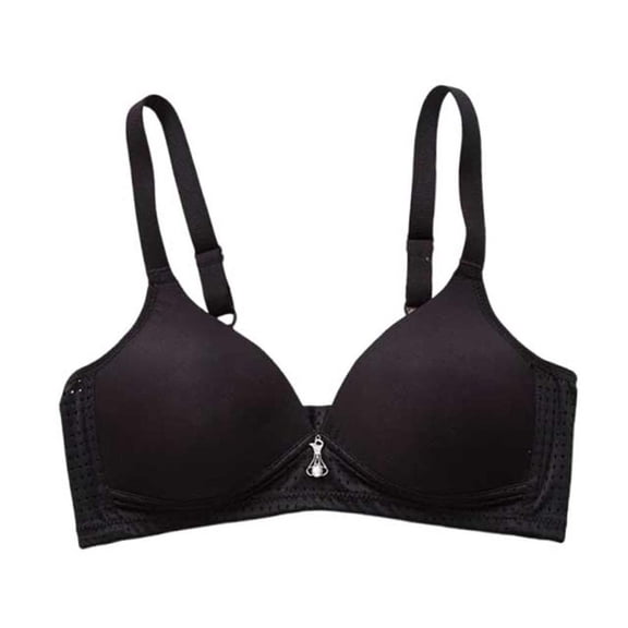 Bxsruta Wireless Bras for Women, Women's Large Size Thin Comfortable Breathable Push-up Adjustable Bra, Black