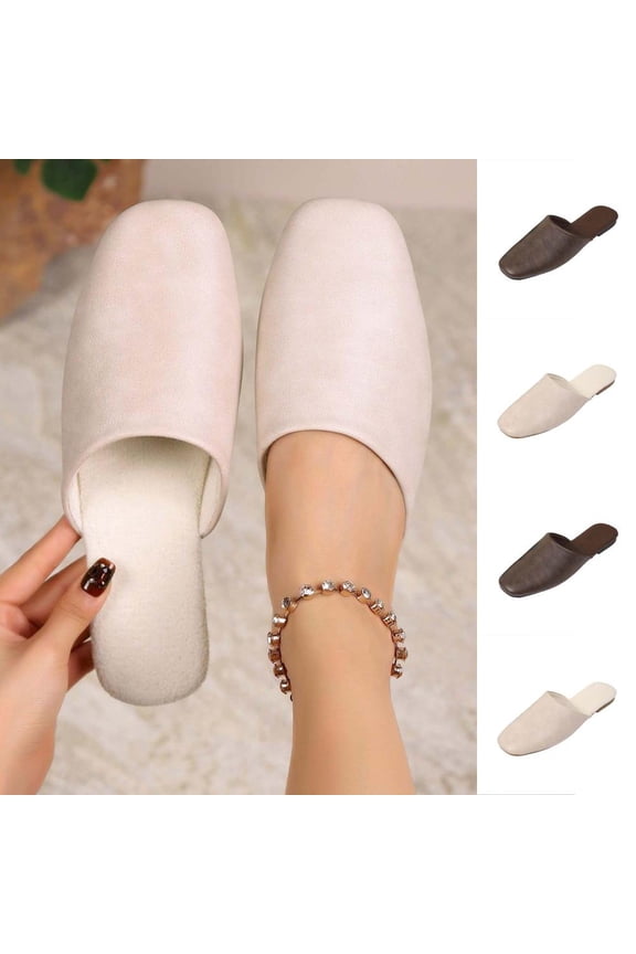 Women PU Leather Mule Slippers Slip on House Shoes Soft Cushioned Insole Non Slip Indoor Outdoor