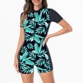 thumbnail image 1 of Bxsruta Women Print Zipper Long Sleeve Swimsuit One Piece Surfing Diving Suit with Removable Pads Full Coverage Bathing Suit UPF Protection Rashguard Swimsuit, 1 of 7