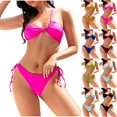 thumbnail image 1 of Bxsruta Women's Adjustable Neck Strap Bikini Set with Removable Pads, V-Neck Two Piece Swimsuit for Beach and Pool, 1 of 6