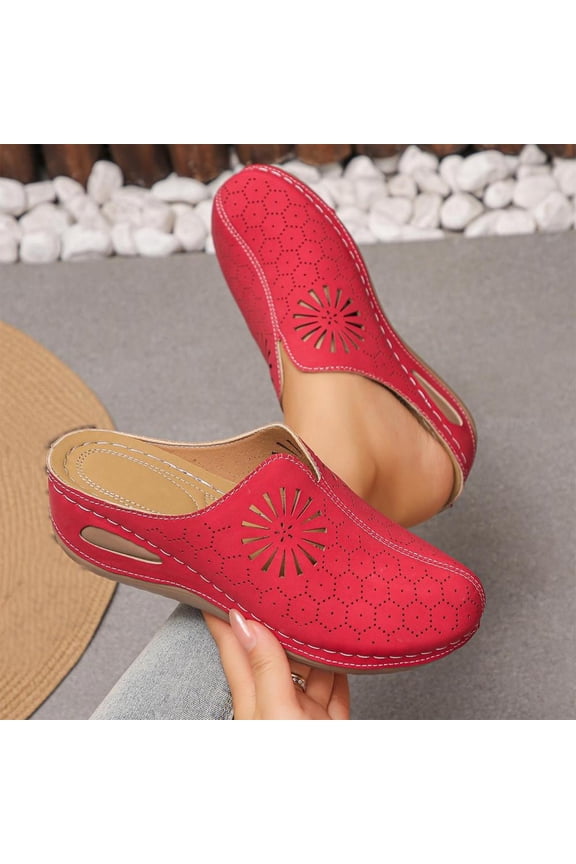 Women's Breathable Wedge Mules with Cushioned Arch Support, Lightweight & Slip-On for Everyday Casual
