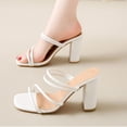 thumbnail image 1 of Bxsruta Women's Chunky Block Heel Mule Sandals with Square Toe & Crisscross Straps, Stable Comfort for Parties/Casual Events, 1 of 8