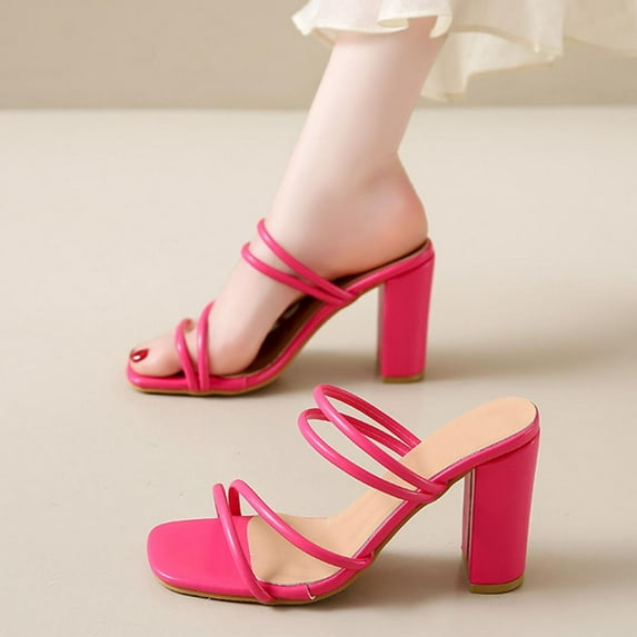 Bxsruta Women's Chunky Block Heel Mule Sandals with Square Toe & Crisscross Straps, Stable Comfort for Parties/Casual Events