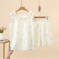 thumbnail image 1 of Bxsruta Women's Floral Print Pajama Set Sleeveless Ruffle Trim Top and Shorts 2 Piece Sleepwear for Women Lightweight Lounge Wear, 1 of 7