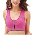thumbnail image 1 of Bxsruta Women's Front Closure Sports Bra Seamless Wirefree Post Surgery Zipper Padded Racerback Workout Gym Yoga Bras Hot Pink M, 1 of 4