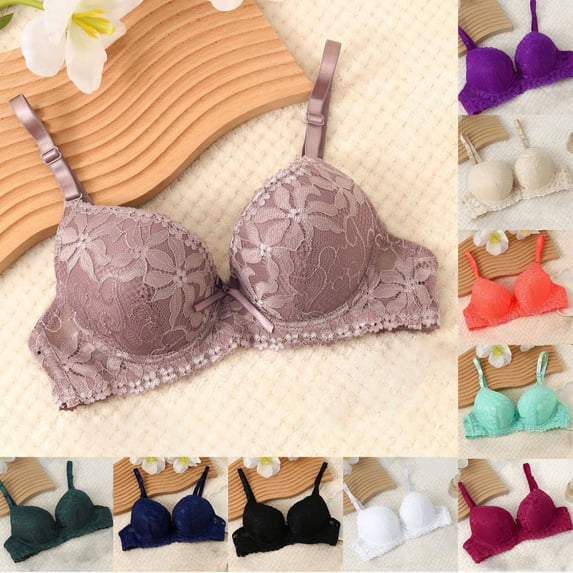 Bxsruta Women's Full Coverage Underwire Push Up Bra Mesh Lace Lift Support Bra Everyday Wear