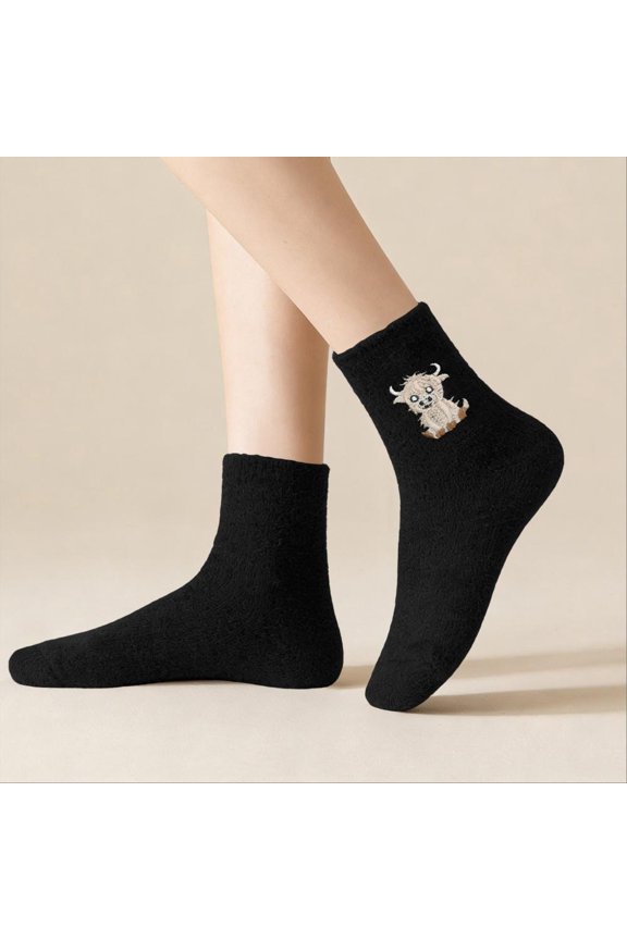 Women‘s Fuzzy Warm Thick Mid Calf Socks Cozy Australian Fleece Winter Bootie Socks for Ladies