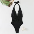 thumbnail image 1 of Bxsruta Women's High Waisted Drawstring Bikini One Piece Swimsuit Tummy Control Adjustable Ruched Polyester Summer Beach Swimwear, 1 of 8