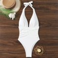 thumbnail image 1 of Bxsruta Women's High Waisted Drawstring Bikini One Piece Swimsuit Tummy Control Adjustable Ruched Polyester Summer Beach Swimwear, 1 of 8
