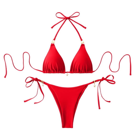 Bxsruta Women's High Waisted Drawstring Bikini Set Tummy Control Swimwear Adjustable Side Tie Bathing Suits Two Piece