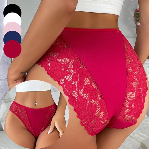 Bxsruta Women's High-Waisted Lace Stretch Panties Soft and Breathable for Everyday Comfort