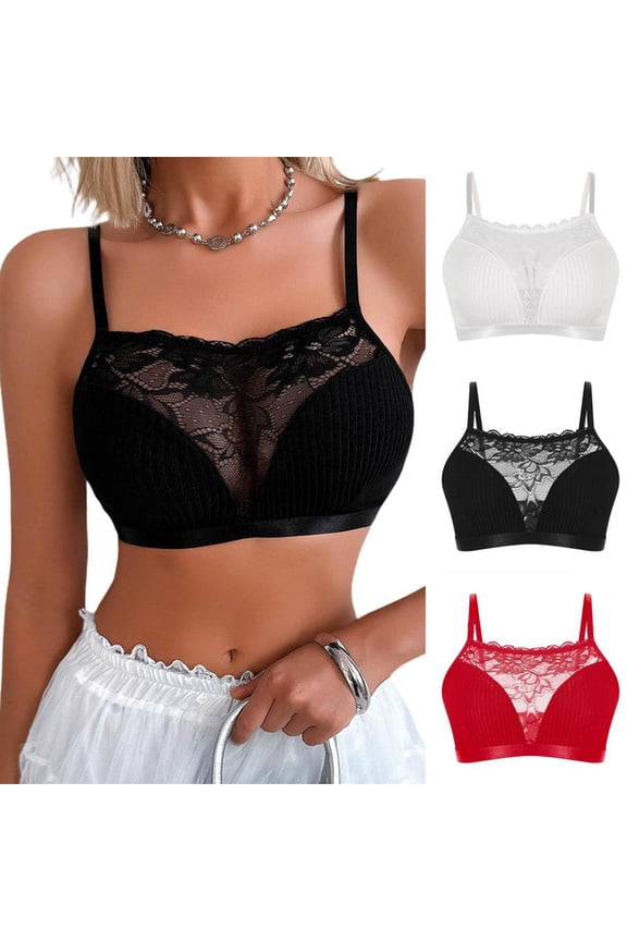 Women's Lace Bralette Tank Top Wireless Comfort Daily Wear Casual Soft Stretchy Unlined Sleep Bra Top S-XL
