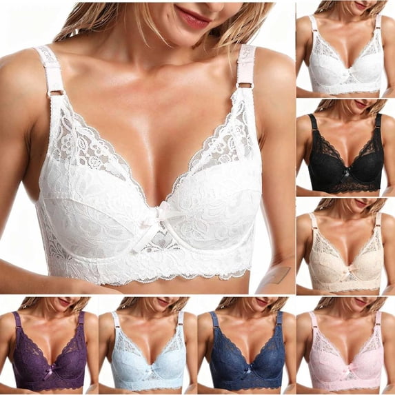 Bxsruta Women's Lace Longline Underwire Bra Everyday Support Adjustable Straps