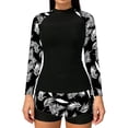 thumbnail image 1 of Bxsruta Women's Long Sleeve Rash Guard Two Piece Swimsuit Quick Dry Tummy Control with Removable Pads for Surfing, 1 of 7