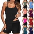 thumbnail image 1 of Bxsruta Women's Modest Two Piece Swimsuit with Removable Padded Bra and High Waist Shorts for Beach, Pool and Hot Spring, 1 of 5